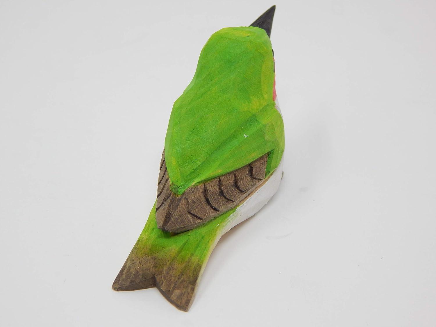 Hummingbird - Wooden Figurine Ruby-Throated Gift Decoration Handmade Bird Art Carved Small Animal Garden Statue