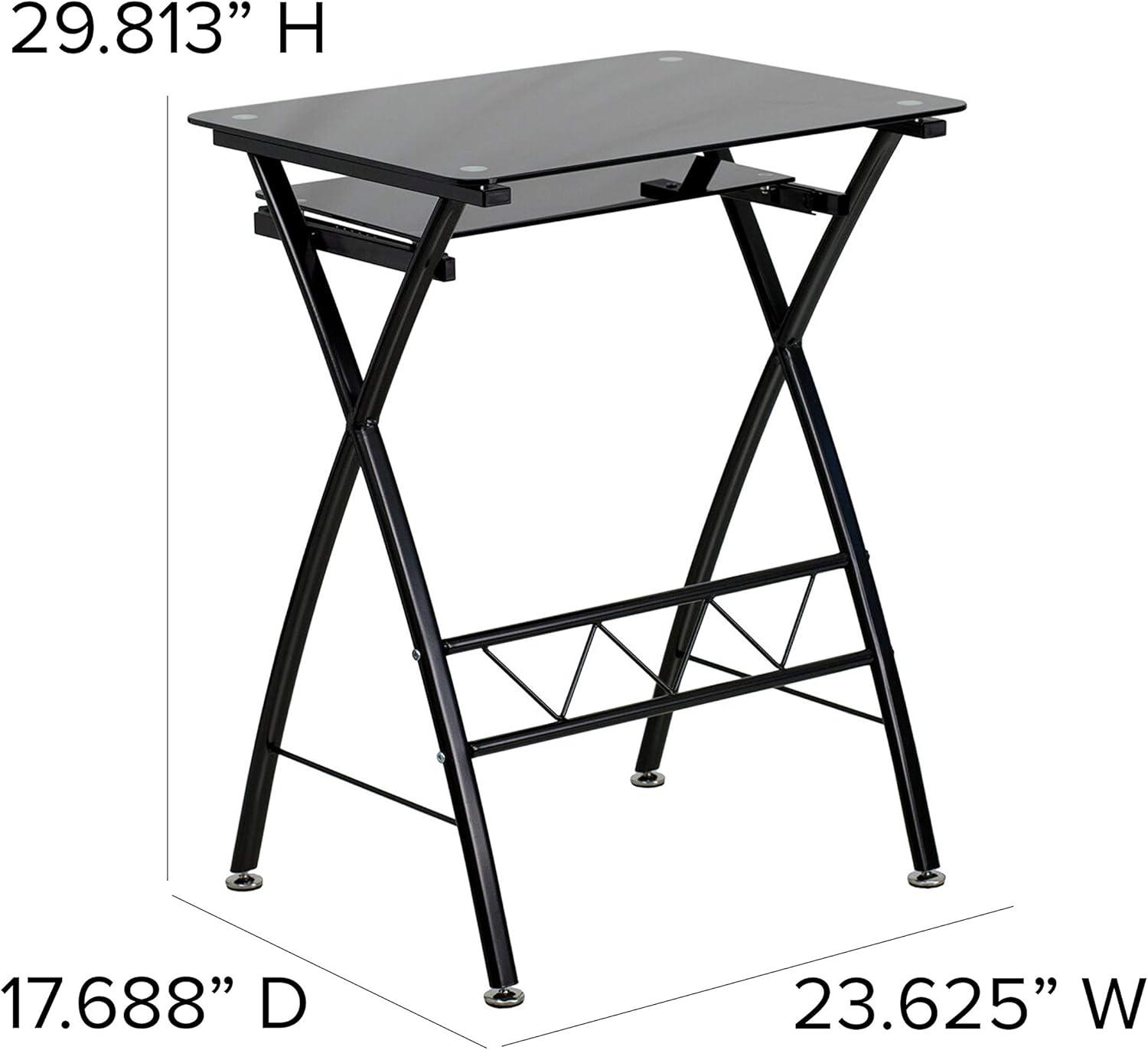 Flash Furniture Black Tempered Glass Computer Desk with Pull-Out Keyboard Tray