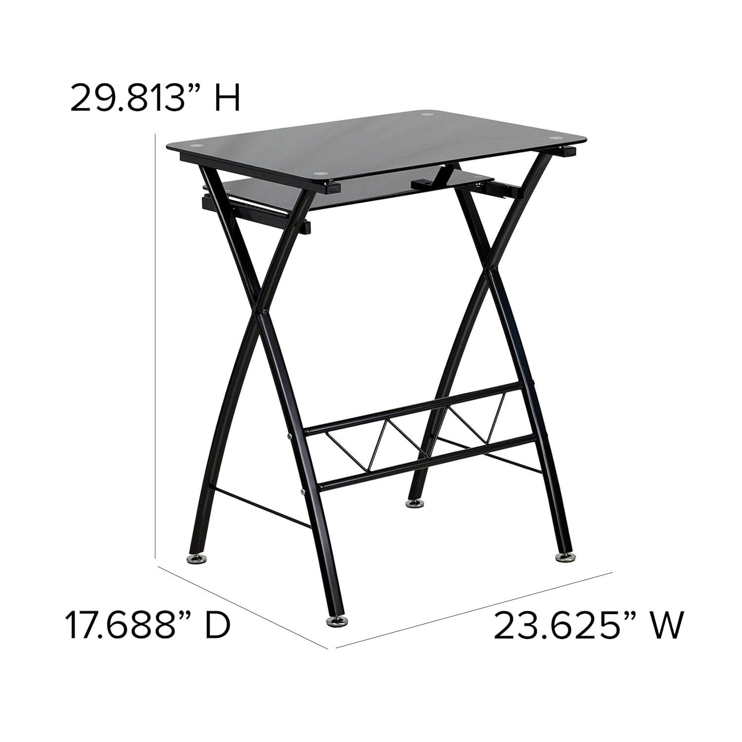 Flash Furniture Black Tempered Glass Computer Desk with Pull-Out Keyboard Tray