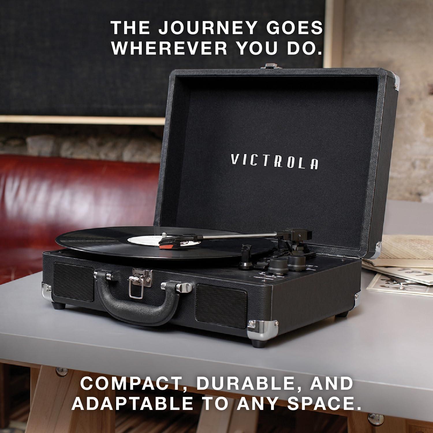 Victrola Journey 3-Speed Bluetooth Suitcase Record Player - Mint: Belt Drive Turntable