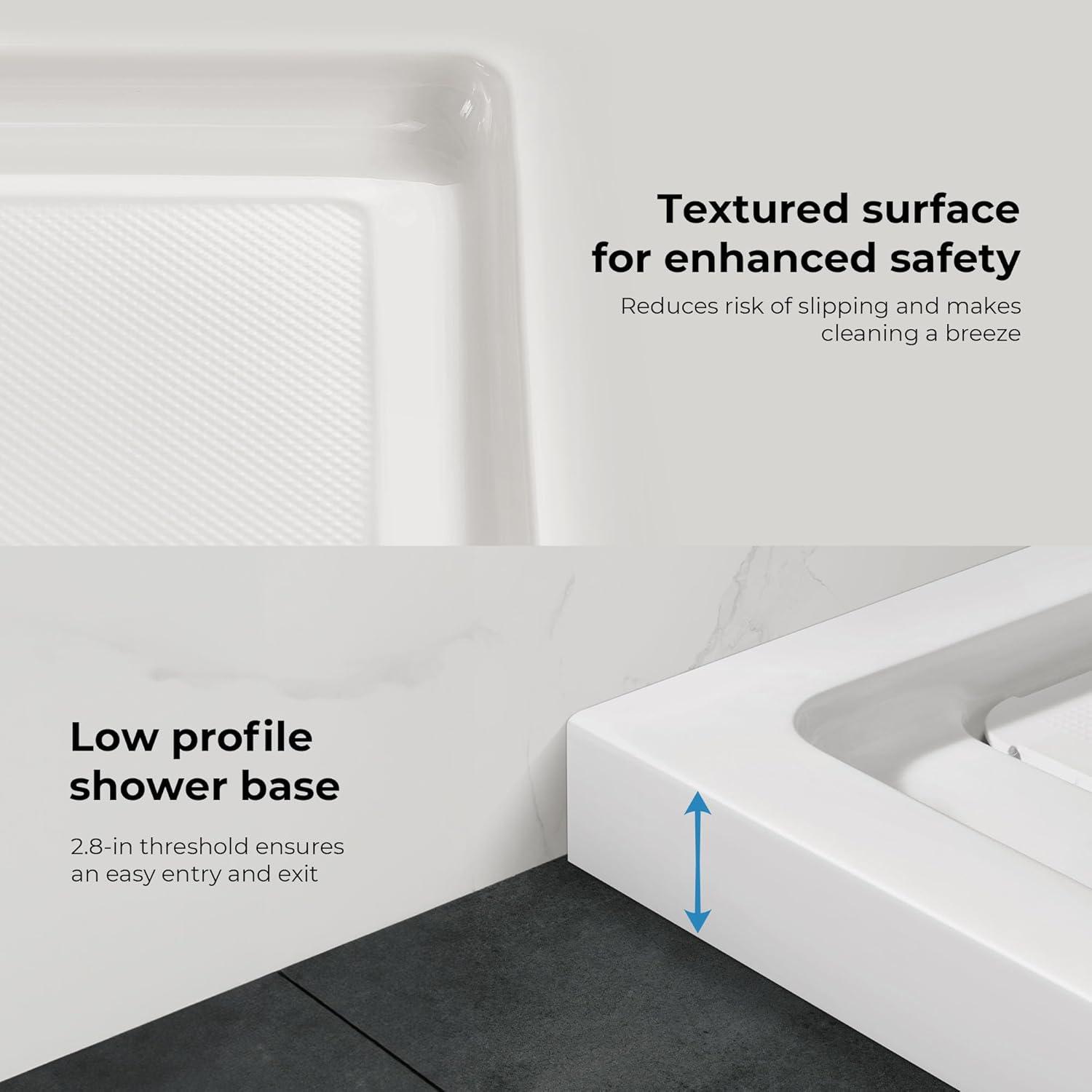 Ove Decors 15SBR-OLIV38-WHTWM OVE Decors 38" x 36" Rectangle Shower Base Pan, White Acrylic, Center Drain, Reversible Design