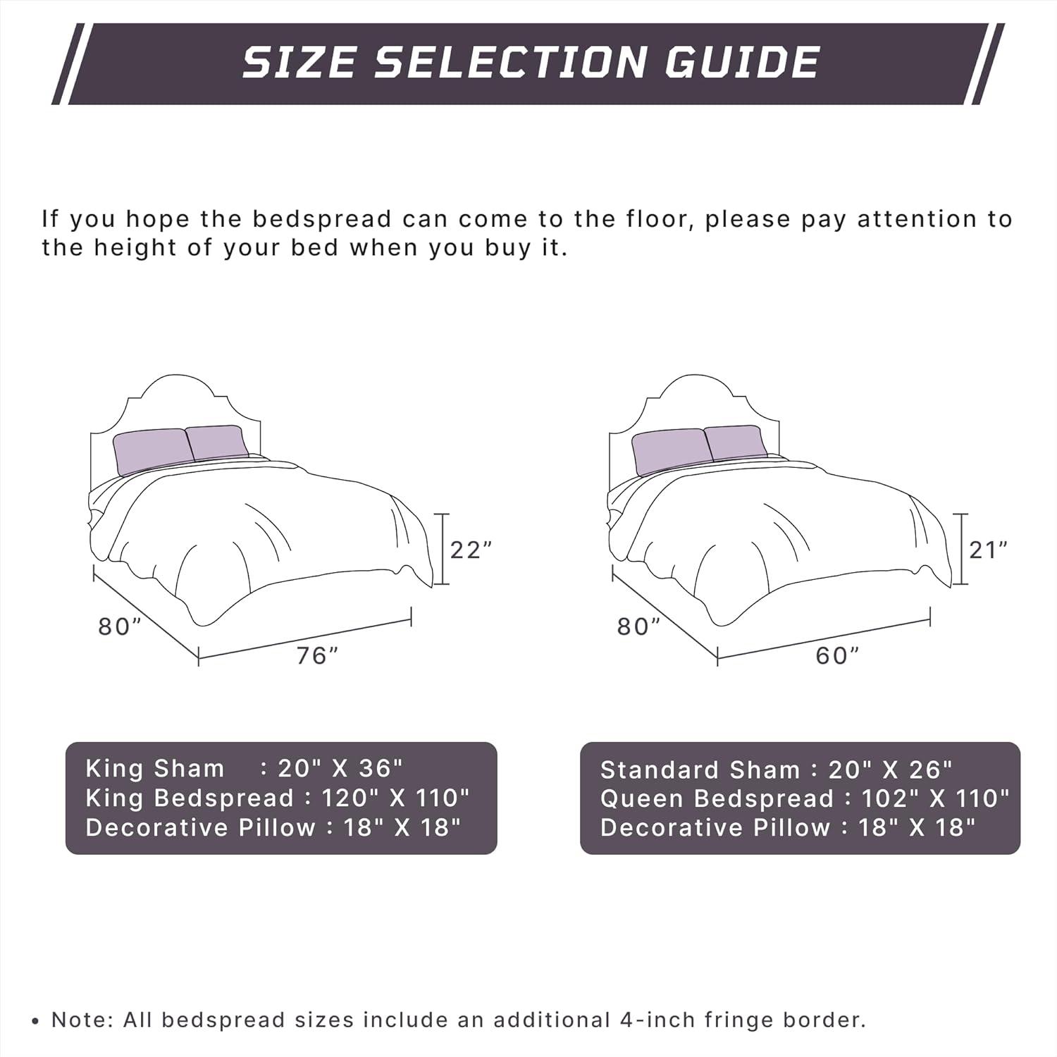 Better Trends Charleston Collection 100% Cotton Bedding sets, Machine Washable Soft and Breathable 4-piece Chenille Bedspread & Sham with Geometric Embroidery, All season