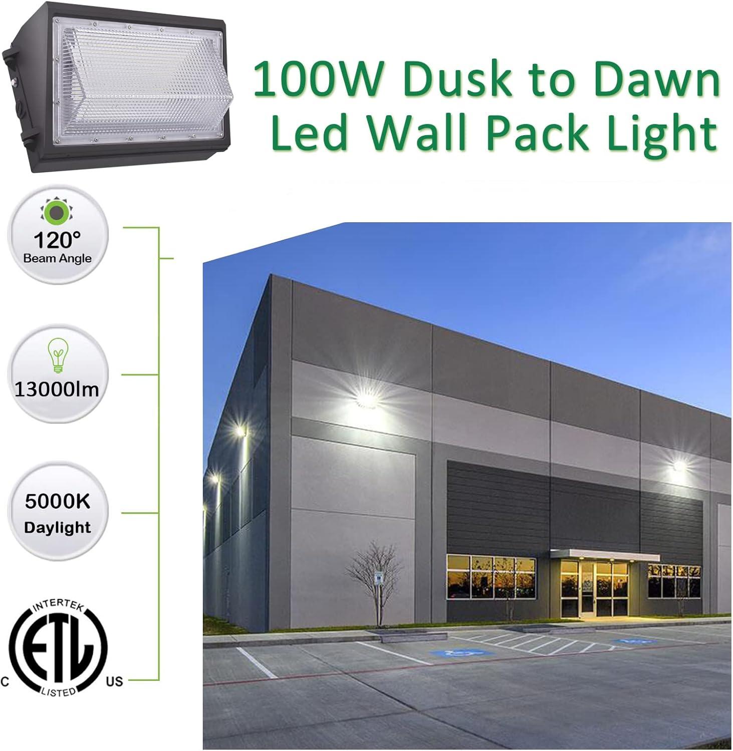 Black LED Wall Pack Light with Photocell Sensor