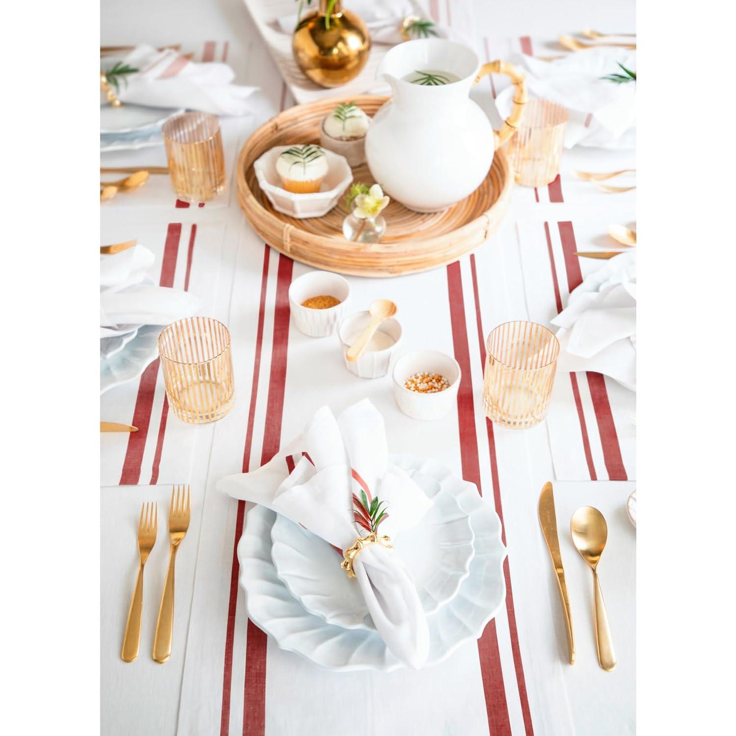 Solino Home French Stripe - 100% Pure Linen Table Runner