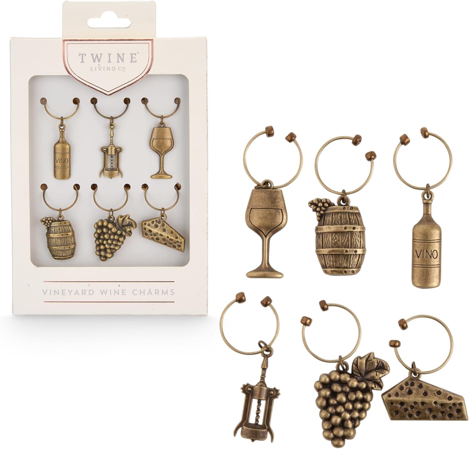 Twine Grapevine Gold Vineyard Wine Charms