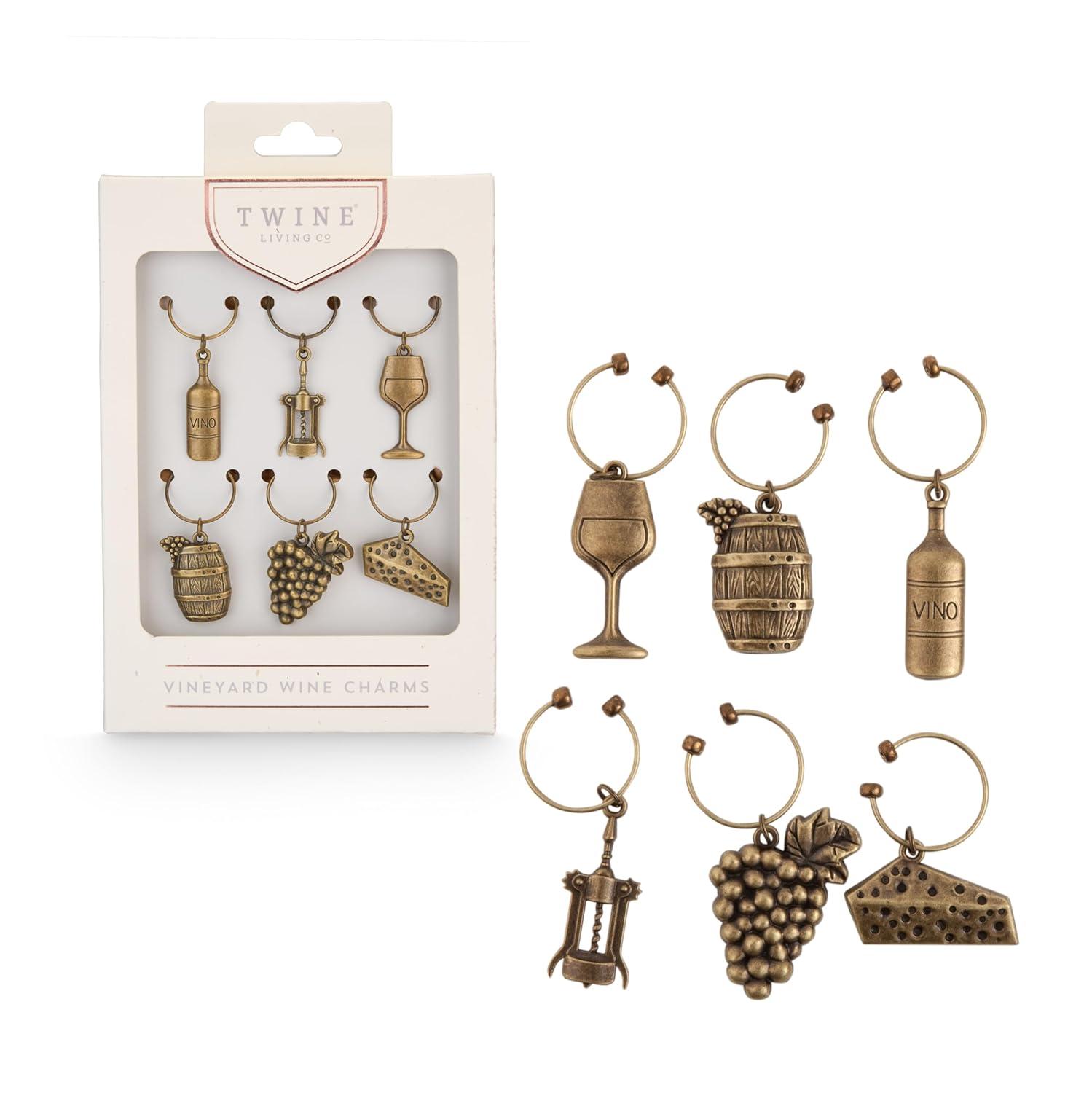 Twine Grapevine Gold Vineyard Wine Charms