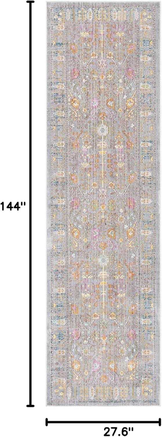 Valencia VAL108 Power Loomed Indoor Runner Rug - Grey/Multi - 2'3"x12' - Safavieh