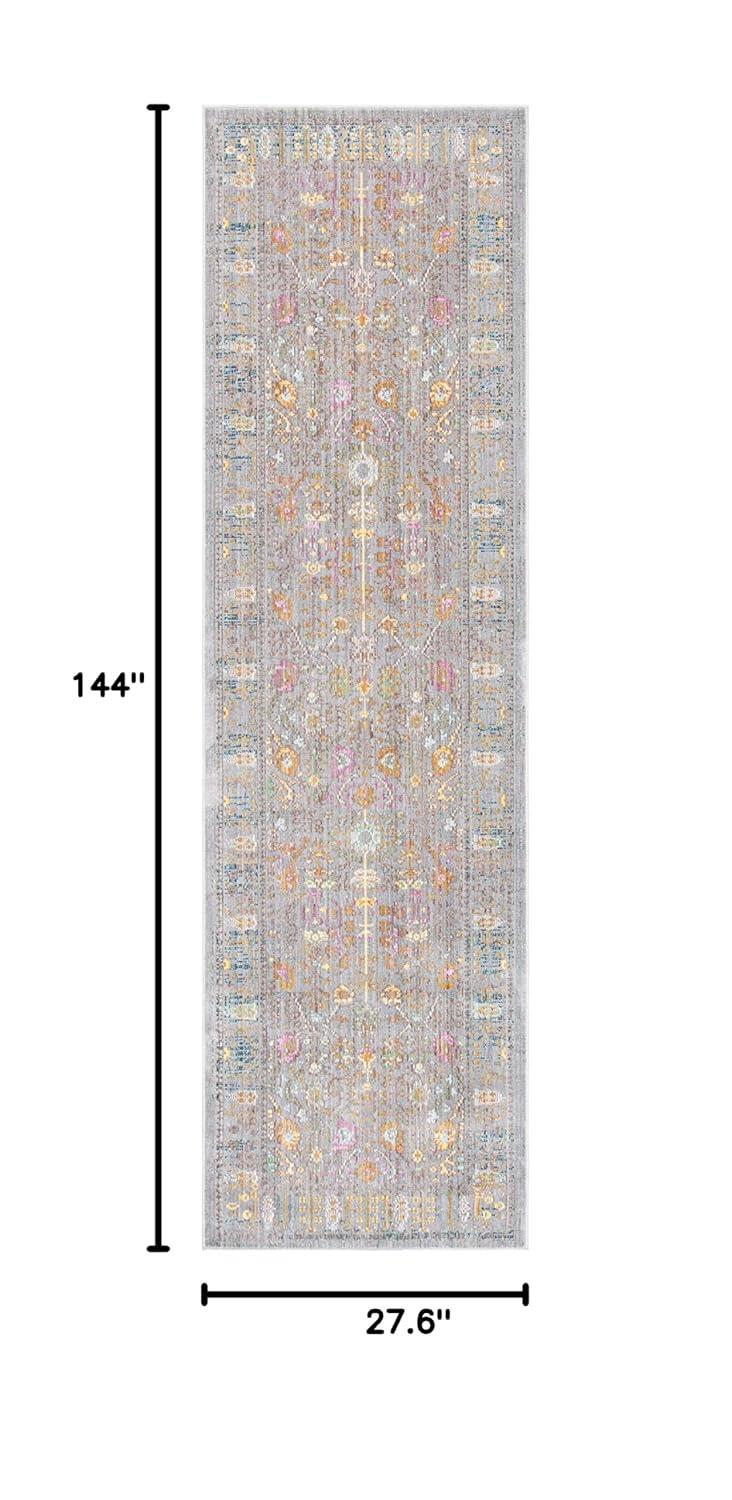 Valencia VAL108 Power Loomed Indoor Runner Rug - Grey/Multi - 2'3"x12' - Safavieh