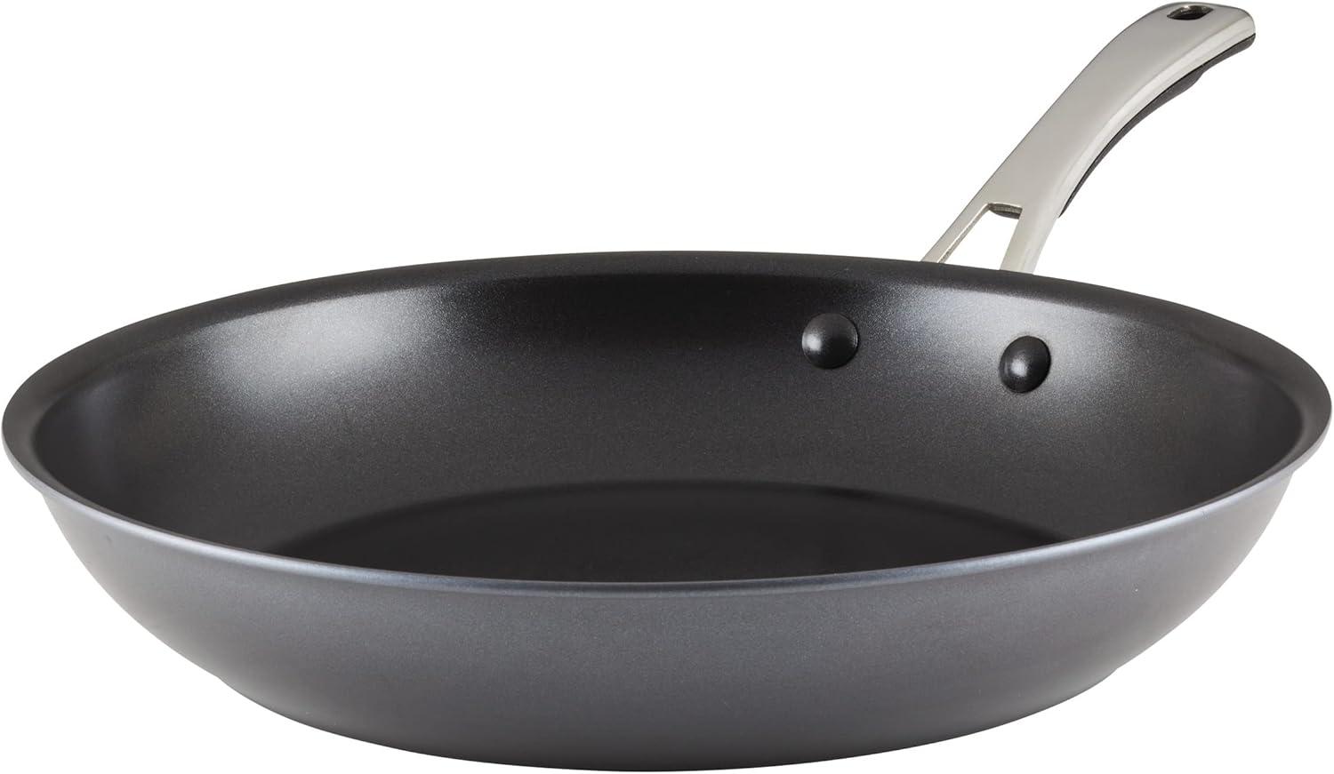 12.5-Inch Black Aluminum Nonstick Frying Pan with Ceramic Coating