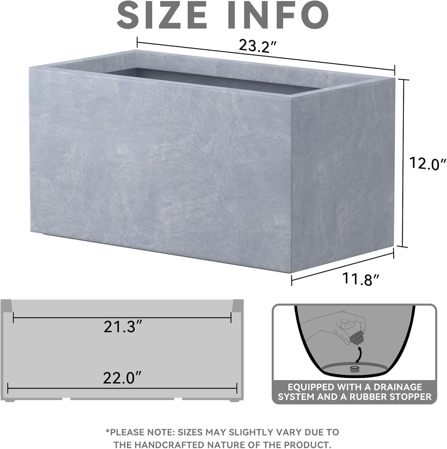 Rosemead Home & Garden, Inc. 12" x 23" Rectangular  Kante Lightweight Modern Outdoor Planter Slate Gray