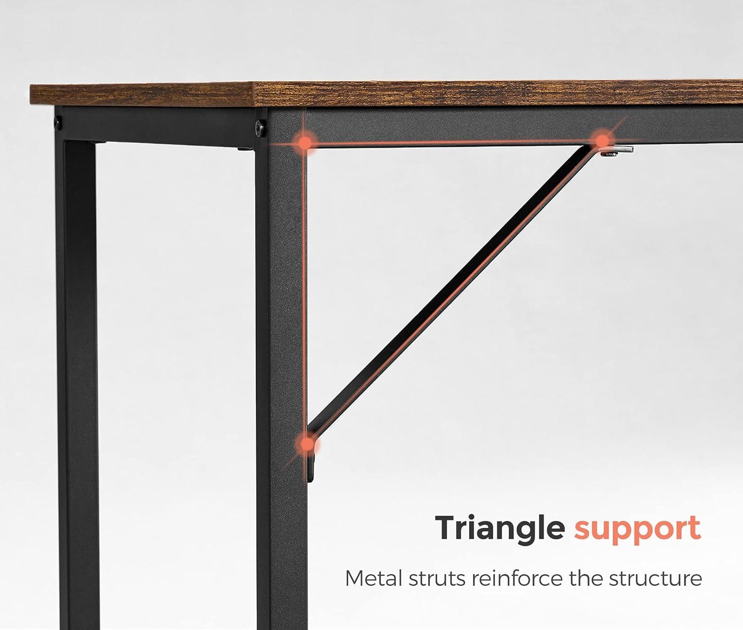 VASAGLE Computer Desk, Gaming Desk, Home Office Desk, for Small Spaces, 23.6 x 47.2 x 29.9 Inches, Industrial Style, Metal Frame, Rustic Brown and Black ULWD039B01