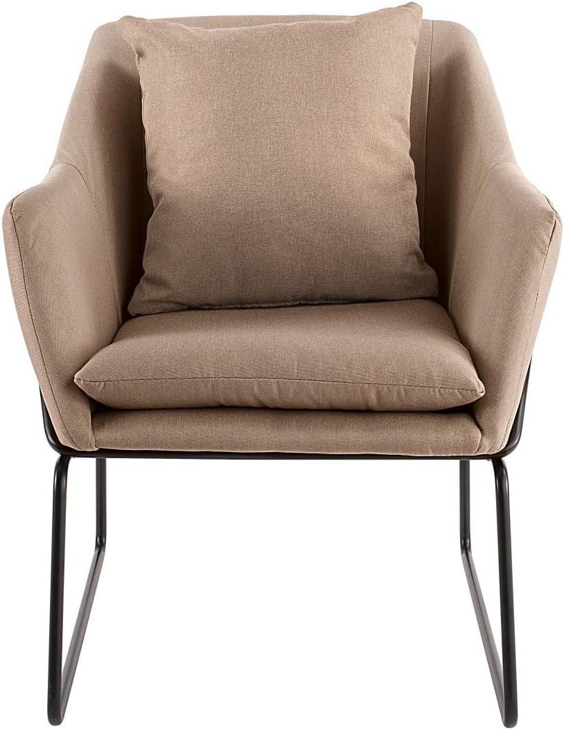 Adore Decor Odile Metal Frame Accent Chair Taupe: Plush Cushion, Parisian Inspired, 300lb Capacity