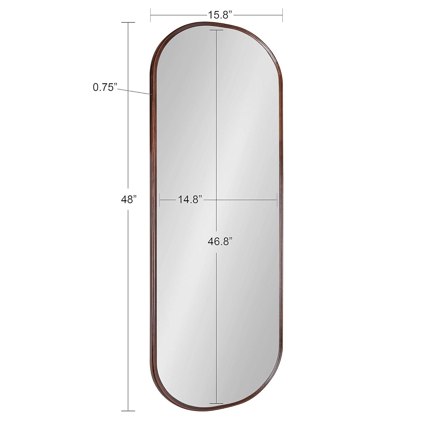 Kate and Laurel Caskill Modern Framed Capsule Mirror, 16 x 48, Bronze, Decorative Oval Accent Mirror for Wall