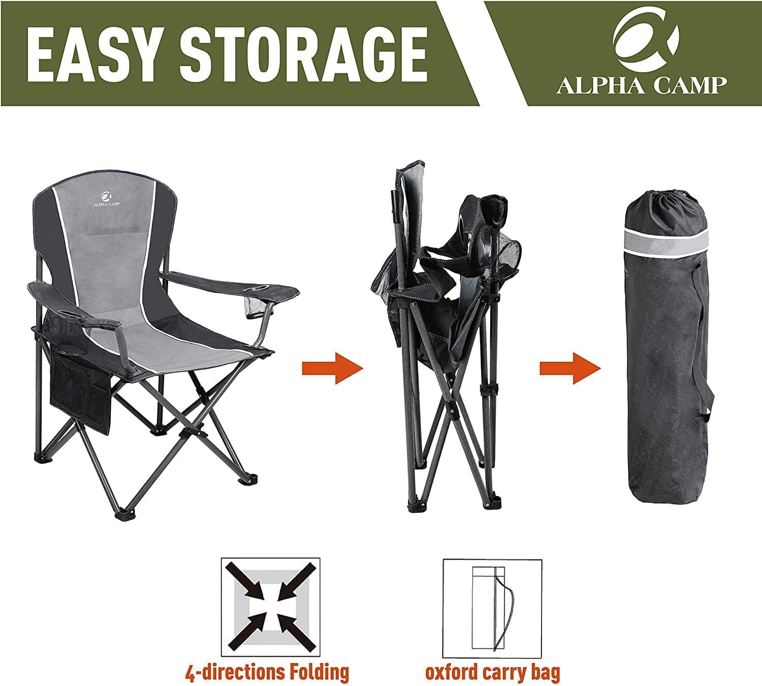 Luxury Oversized Folding Camping Chair with Lumbar Support