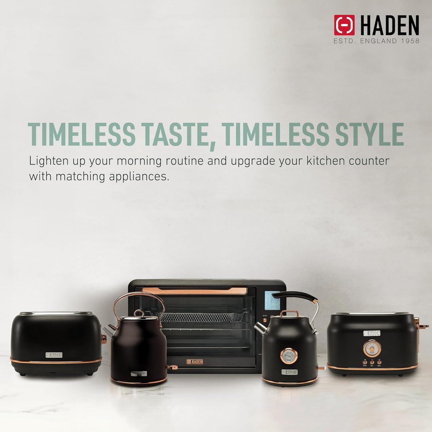 HADEN Haden Countertop 6 Slice Toaster Oven Air Fryer Combo for Kitchen, Black/Copper