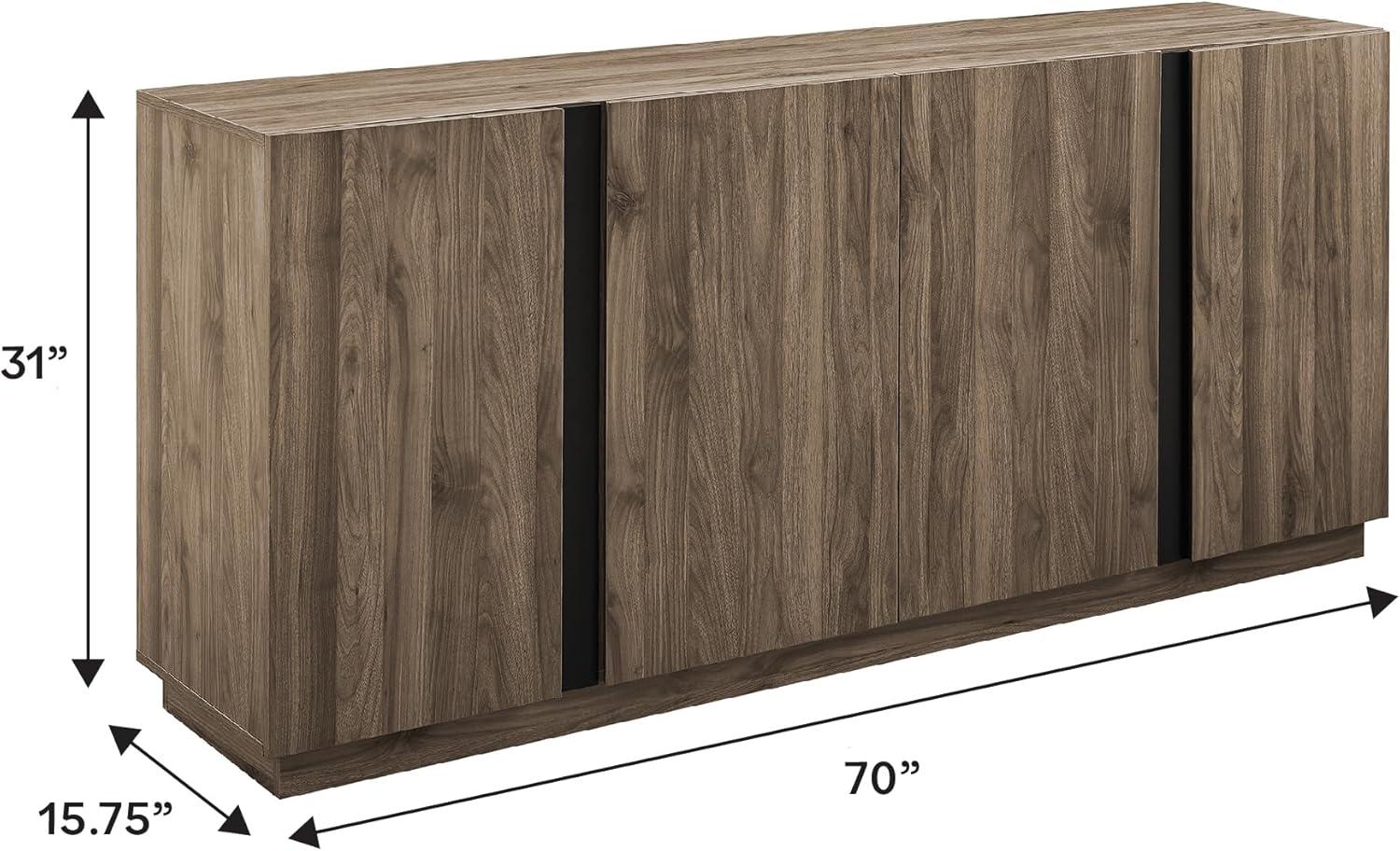 Slate Grey 70" Minimalist Engineered Wood Sideboard with Metal Accents