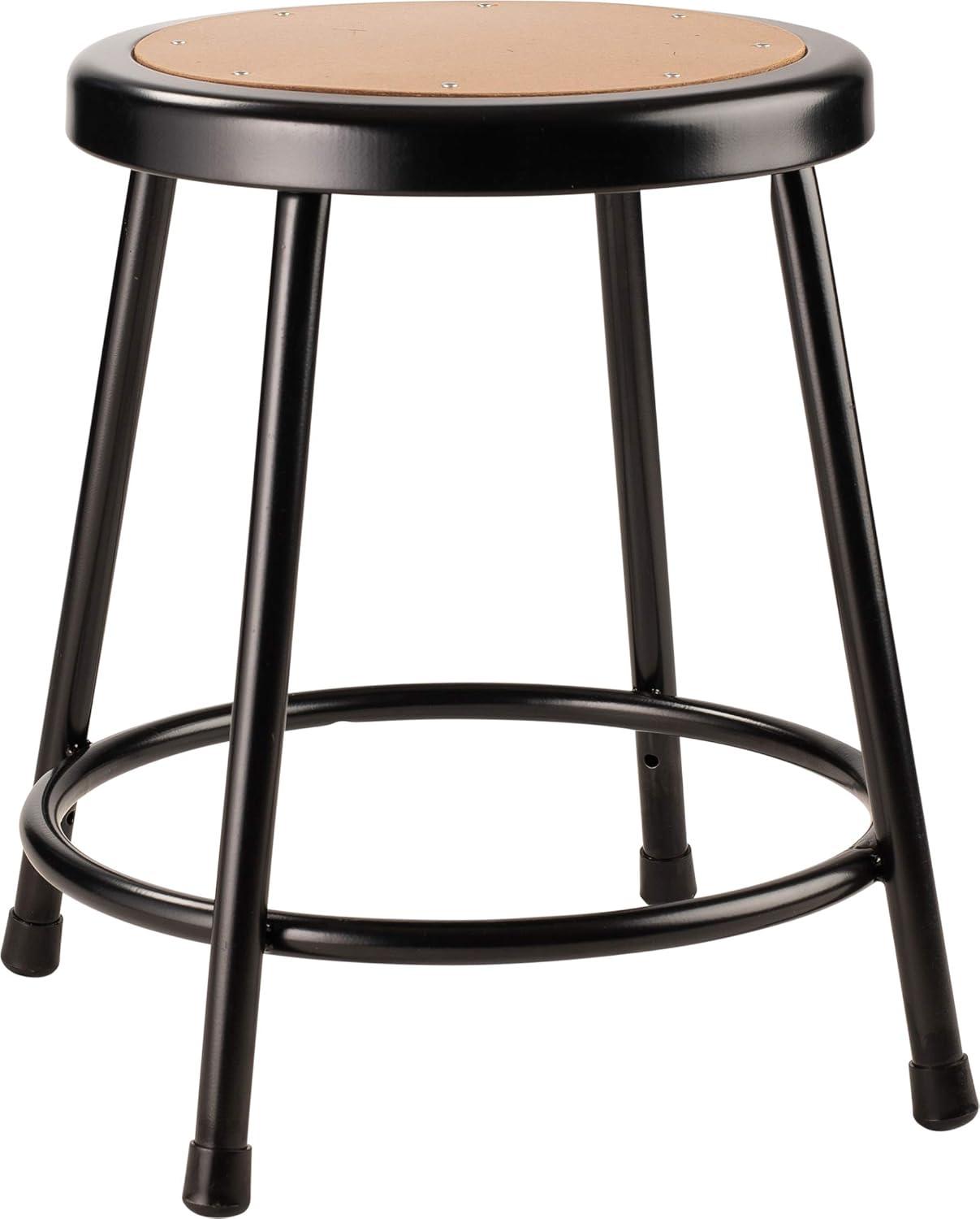 18" Black Metal and Wood Heavy Duty Lab Stools, Set of 5