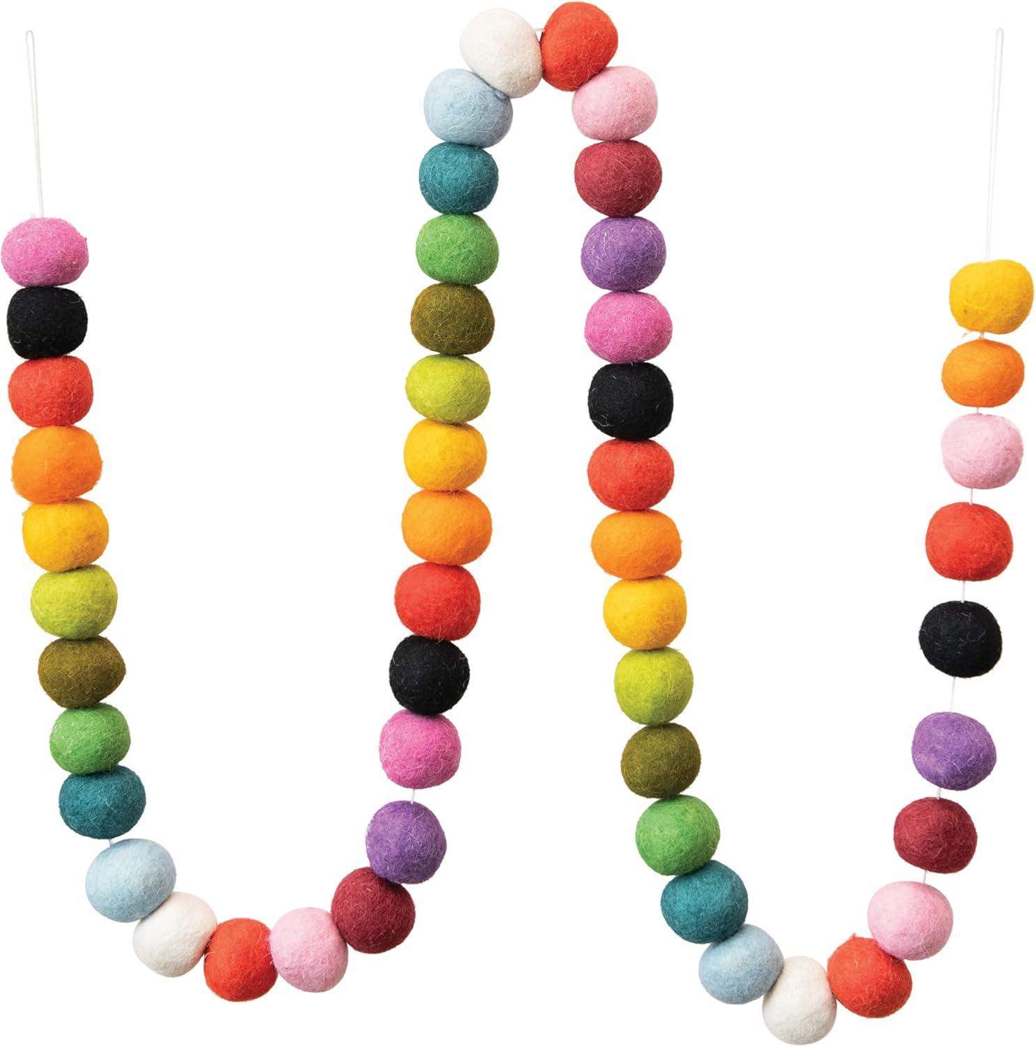 72-Inch Multicolor Wool Felt Ball Garland