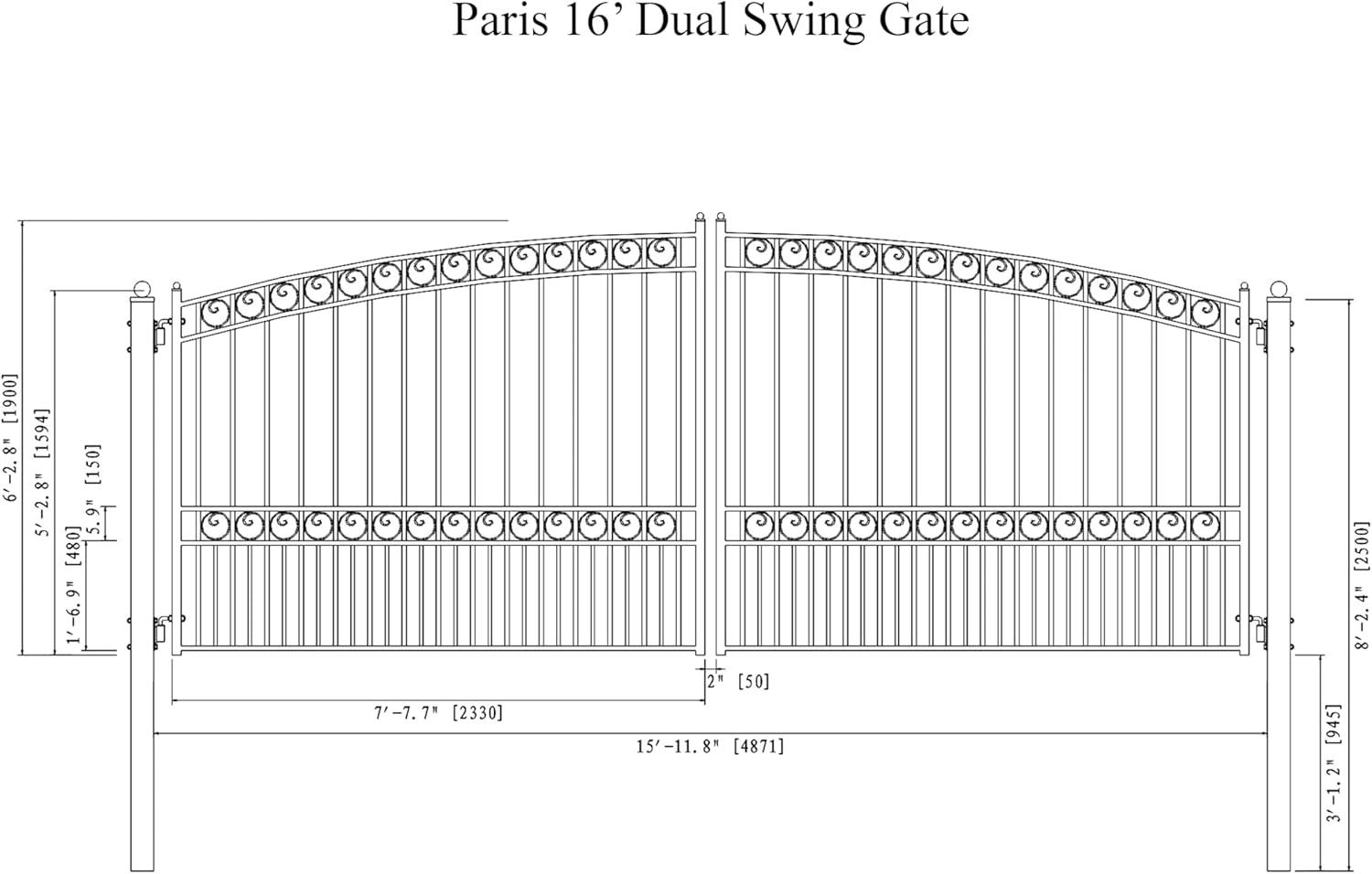 ALEKO Steel Dual Swing Driveway Gate - LONDON Style