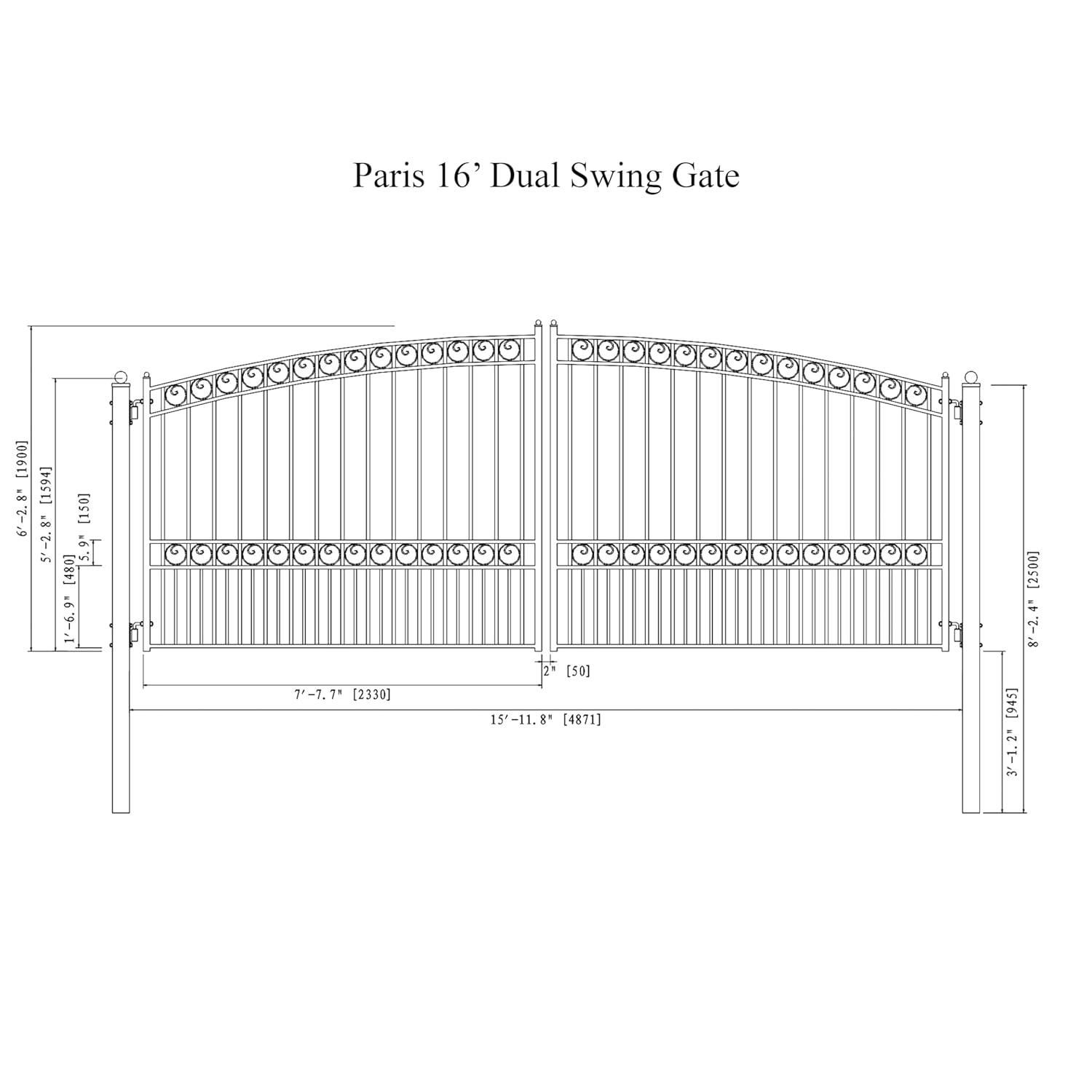 ALEKO Steel Dual Swing Driveway Gate - LONDON Style