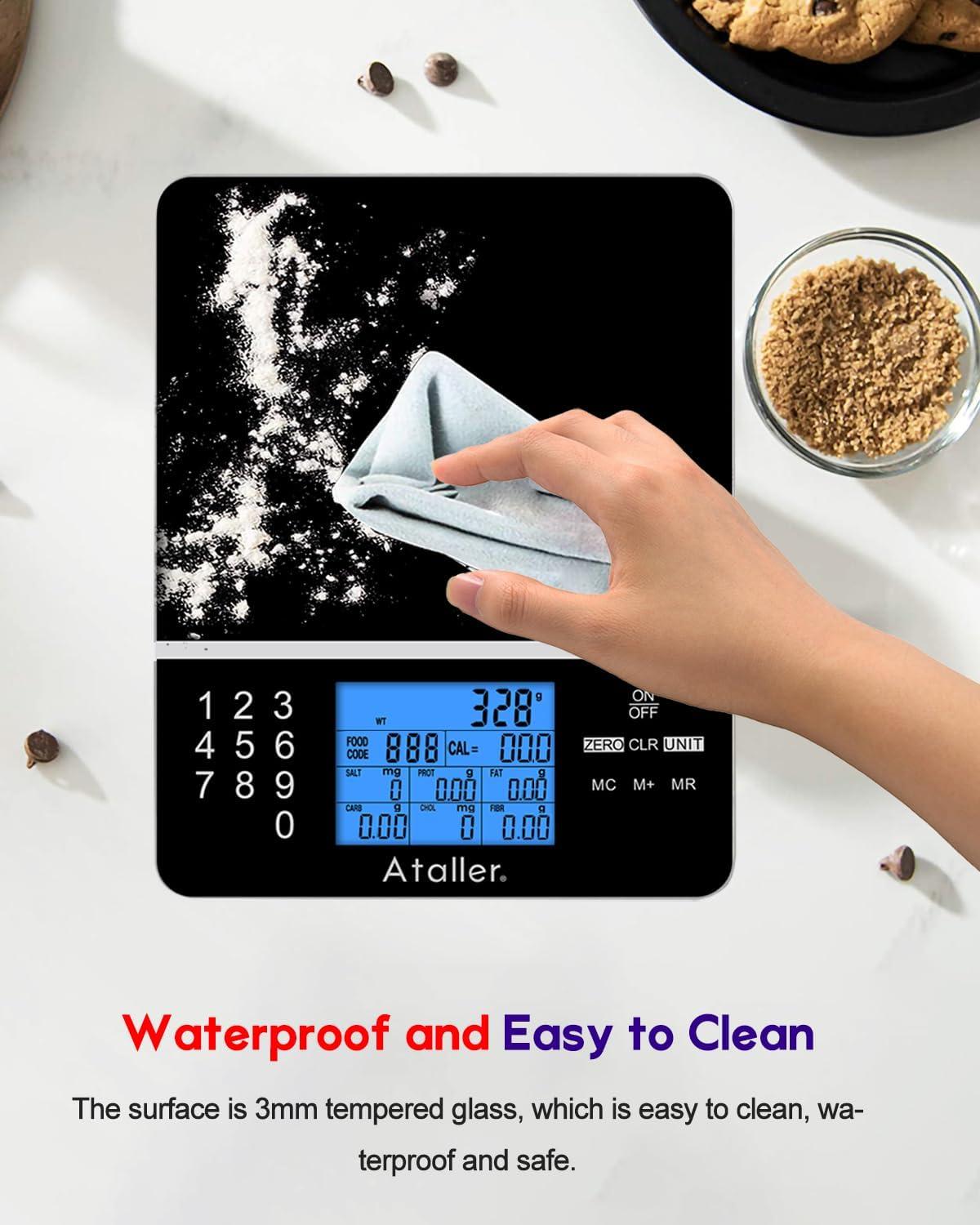 Ataller Black Digital Food Scale with Nutritional Calculator