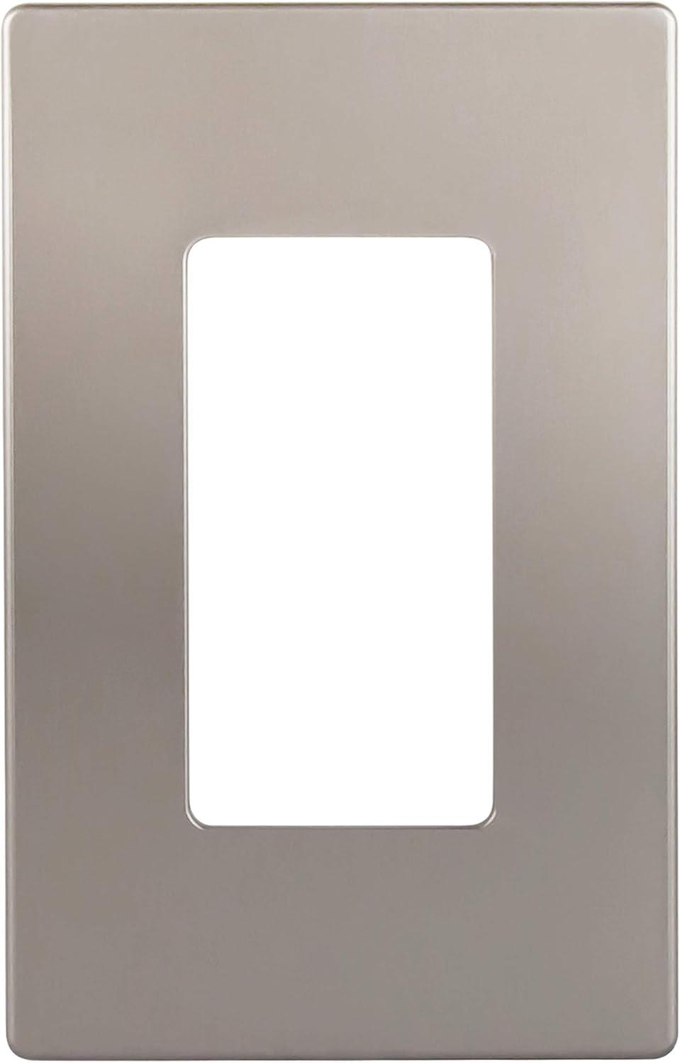 ENERLITES Elite Series Screwless Decorator Wall Plate Child Safe Outlet Cover, Size 1-Gang, Unbreakable Polycarbonate Thermoplastic, SI8831-NK, Nickel