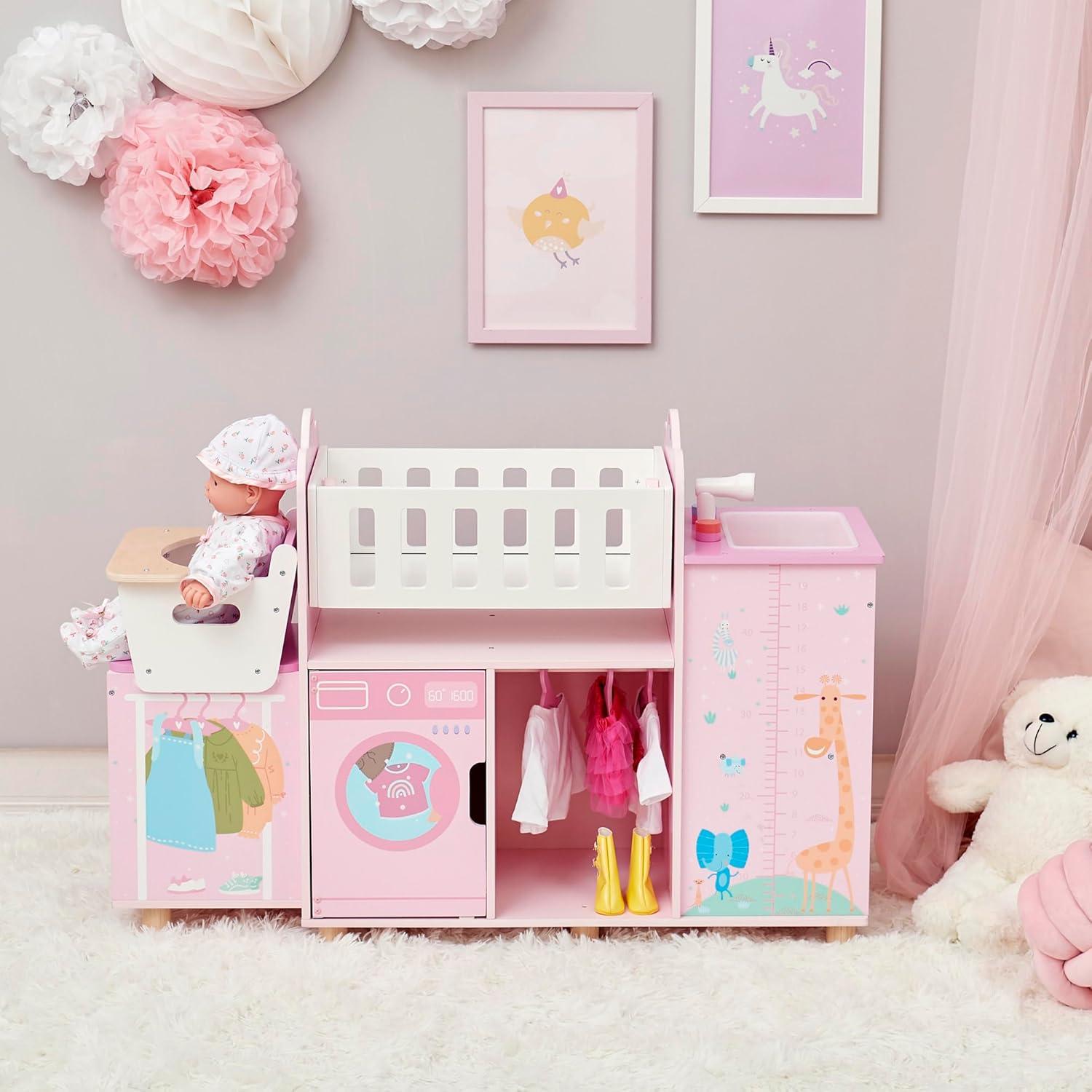 Teamson Kids Olivia's Little World 6-in-1 Wooden Doll Pretend Play Nursery Station