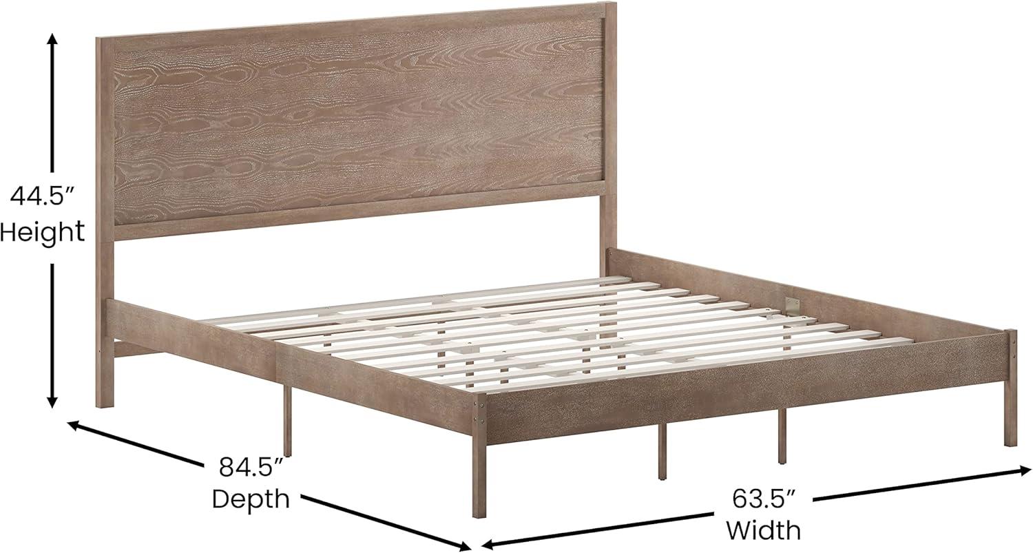 Flash Furniture Asher Solid Wood Platform Bed with Wooden Slats and Headboard, No Box Spring Needed