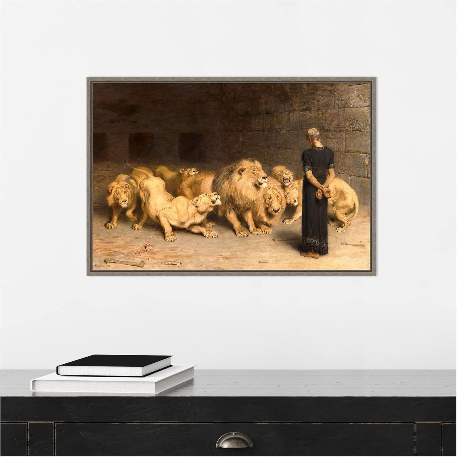 Amanti Art Daniel in the Lions Den 1872 by Briton Riviere Framed Canvas Wall Art