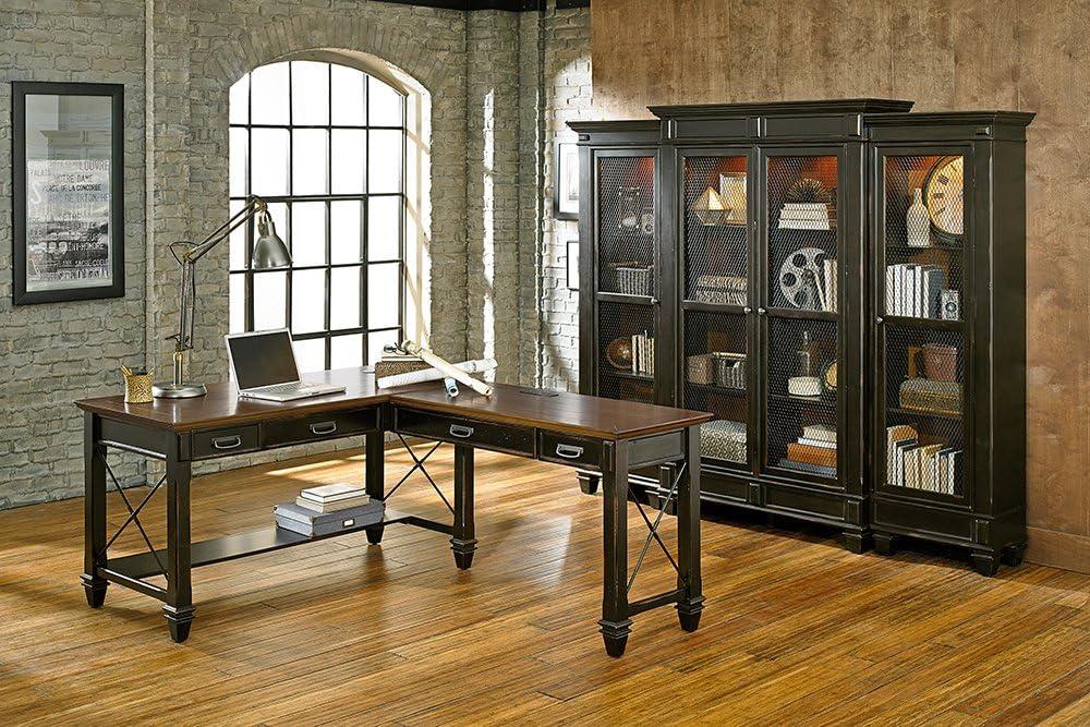 Hartford Open L Shaped Desk Brown - Martin Furniture: Vintage Style, Wire Mesh, Home Office