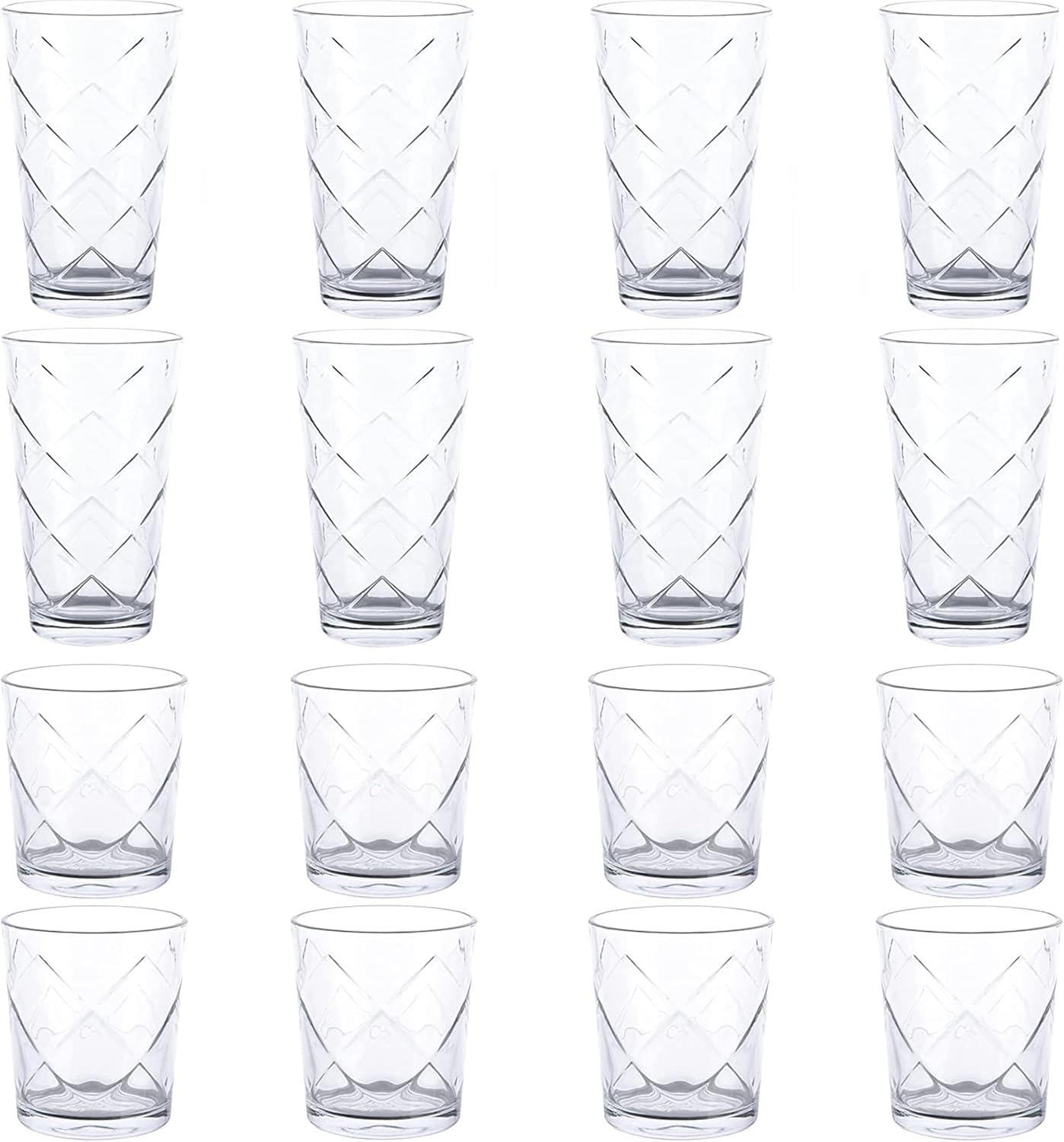 Gibson Home 16 Piece Lattice Glassware Drinkware Set