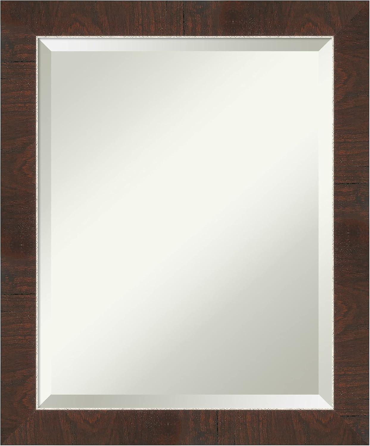 Wildwood Brown and Silver Rectangular Beveled Wall Mirror