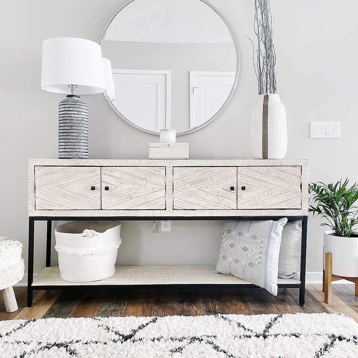 Roanley Sofa/Console Table Distressed Brown - Signature Design by Ashley: 4-Door Couch Table with Storage