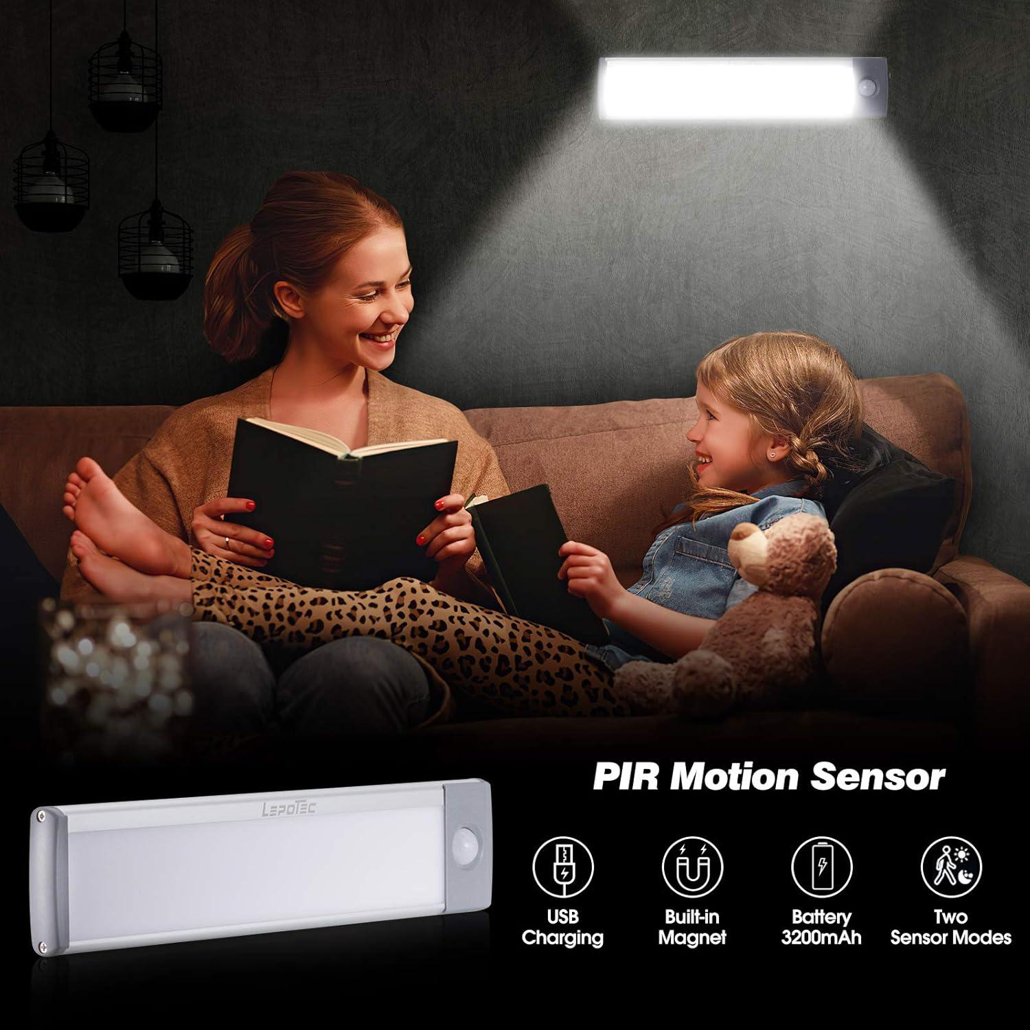 LEPOTEC 2022 30 LED Under Counter Closet Lighting, Pantry Light, LED Motion Sensor Cabinet Light Battery Powered Operated Light 2500mah Rechargeable Wireless Motion Sensor Closet Light