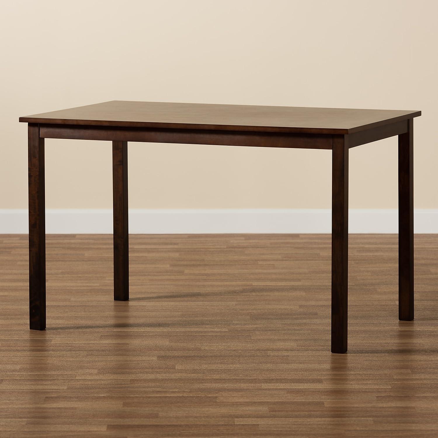 Andrew Modern Dining Table Dark Brown - Baxton Studio: Sturdy Rubberwood, Non-Extension, Seats 4