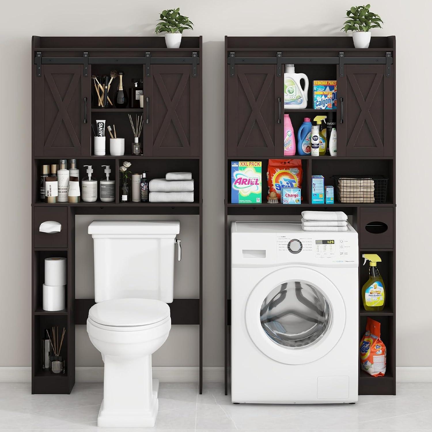 Espresso Over-The-Toilet Storage Cabinet with Adjustable Shelving