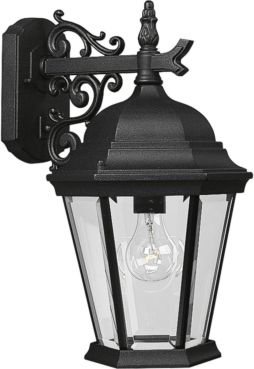 Elegant Black Aluminum Outdoor Wall Lantern with Clear Beveled Glass