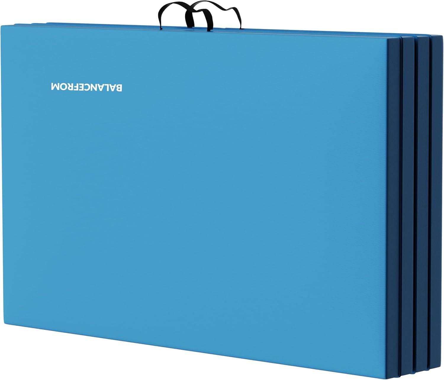 BalanceFrom All Purpose 4'x8'x2" Extra Thick High Density Anti Tear Fitness Yoga Gymnastics Gym Folding Exercise Aerobics Mat, Blue