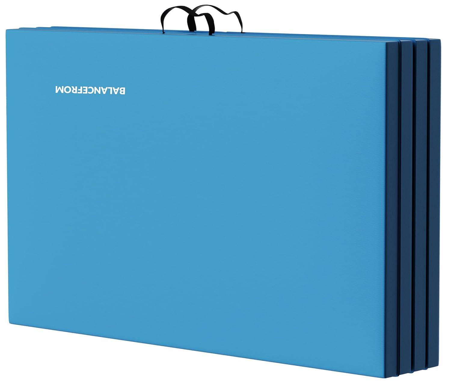 BalanceFrom All Purpose 4'x8'x2" Extra Thick High Density Anti Tear Fitness Yoga Gymnastics Gym Folding Exercise Aerobics Mat, Blue