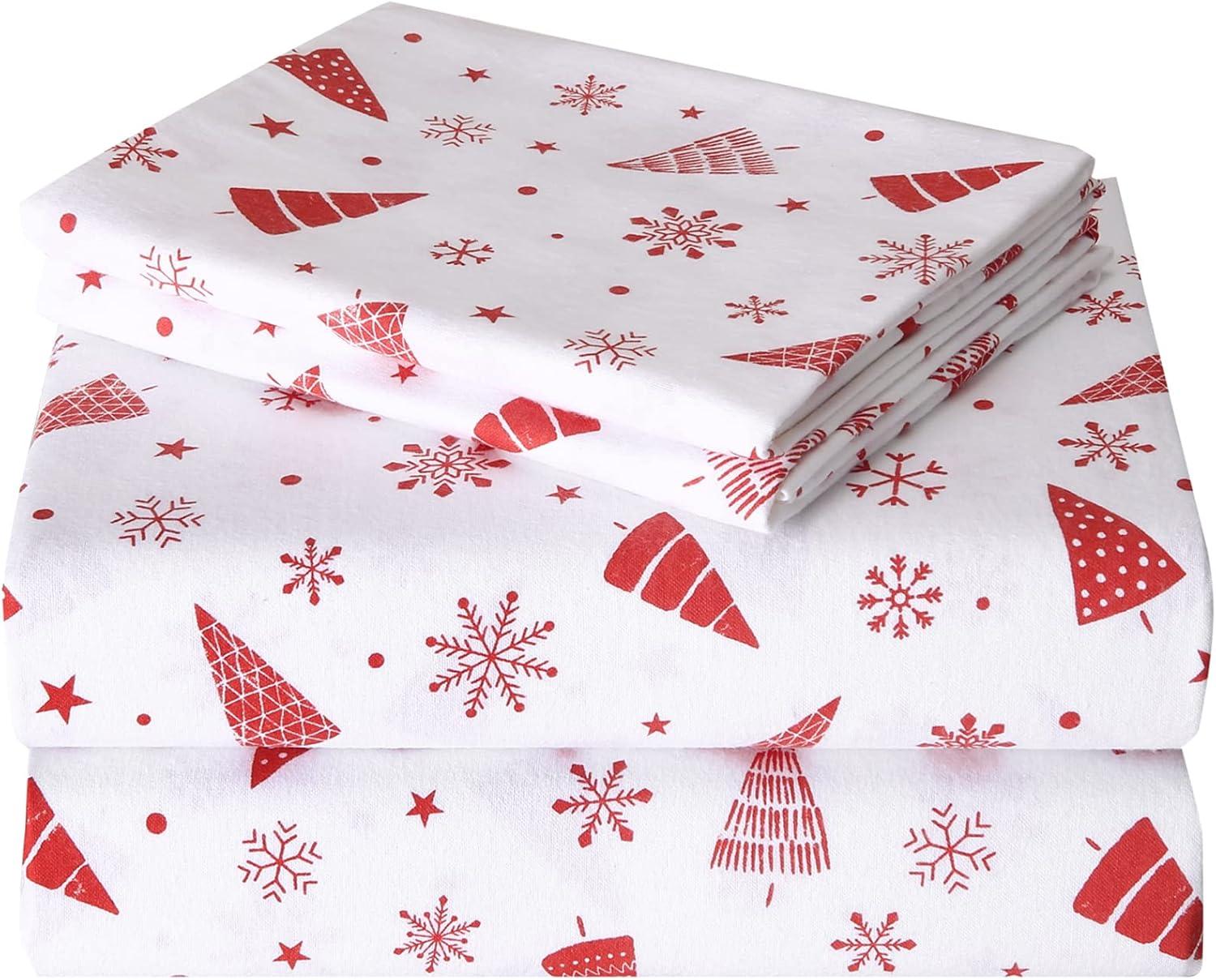 Christmas Printed Cotton Flannel Sheet Set