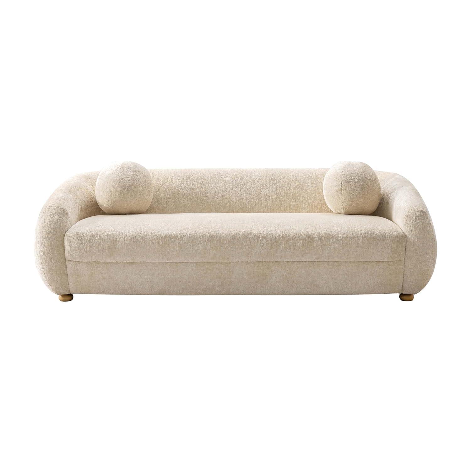 Manhattan Comfort 85.8" Tribeca Modern Chenille Upholstered Sofa Cream
