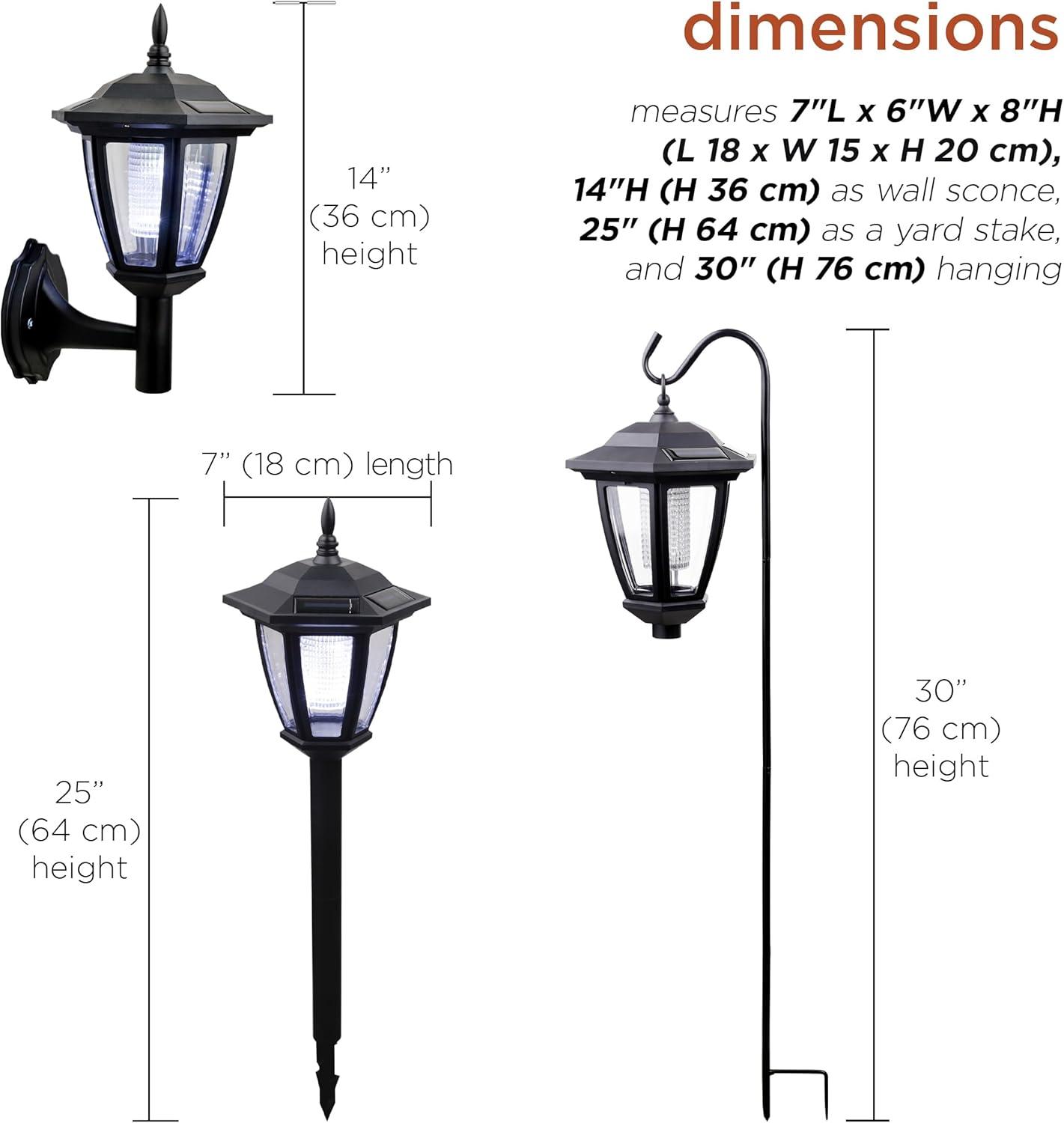 Solar Black LED Outdoor Wall Lantern