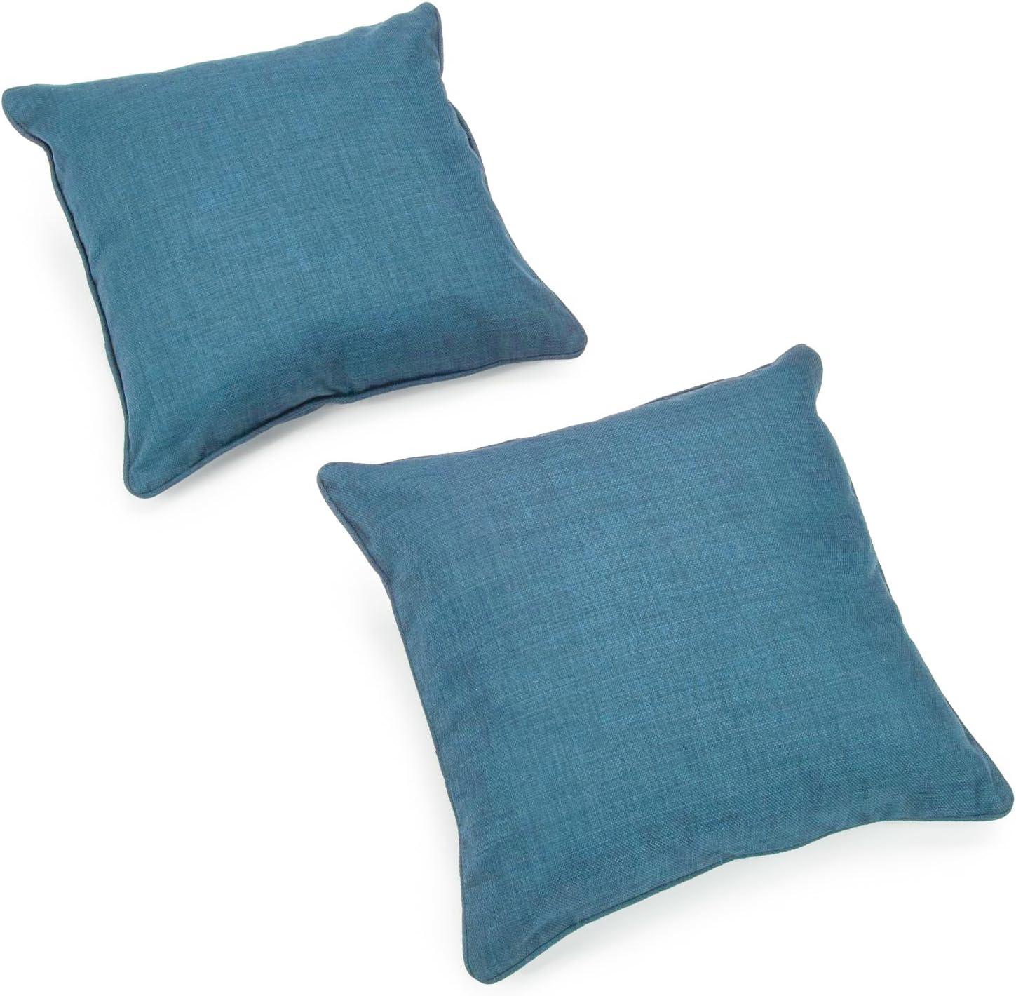 Sea Blue Weather Resistant Square Outdoor Throw Pillow Set