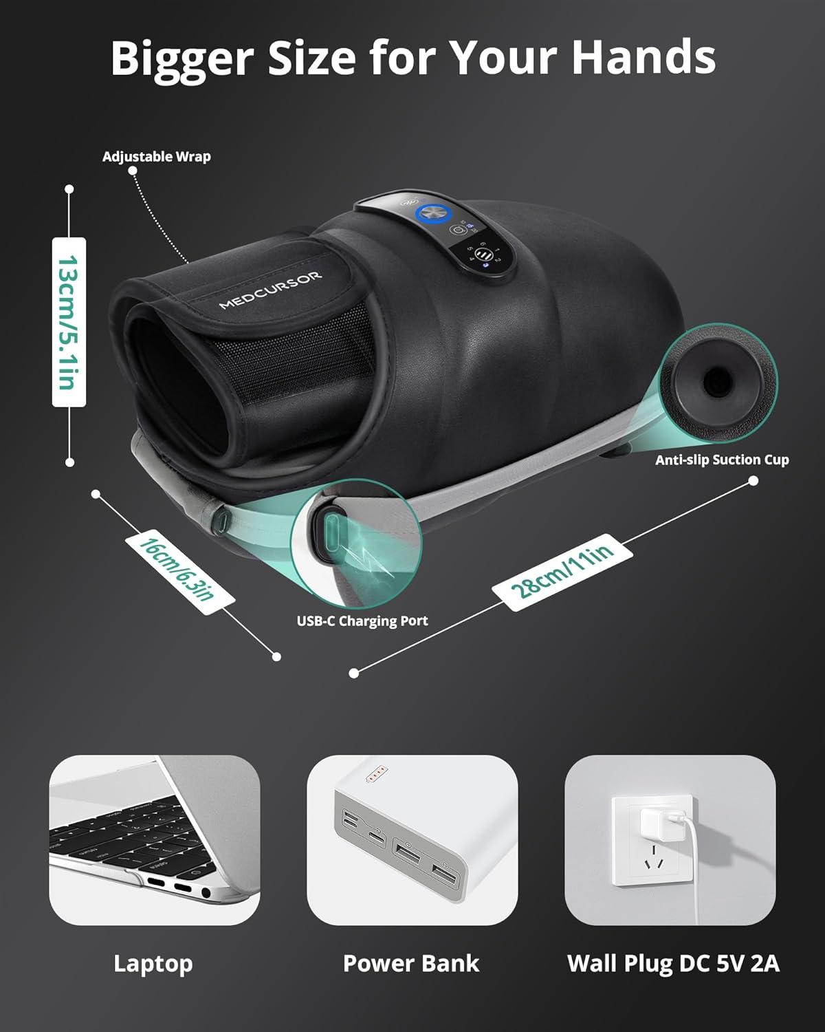 Medcursor Hand Massager, Cordless Hand Massager with Heat and Compression for Carpal Tunnel , Great Christmas Gifts