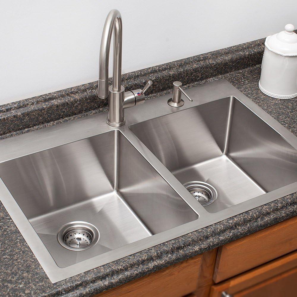 Fhp HF3322-2 Double Bowl Stainless Steel Vector Satin Finish Sink