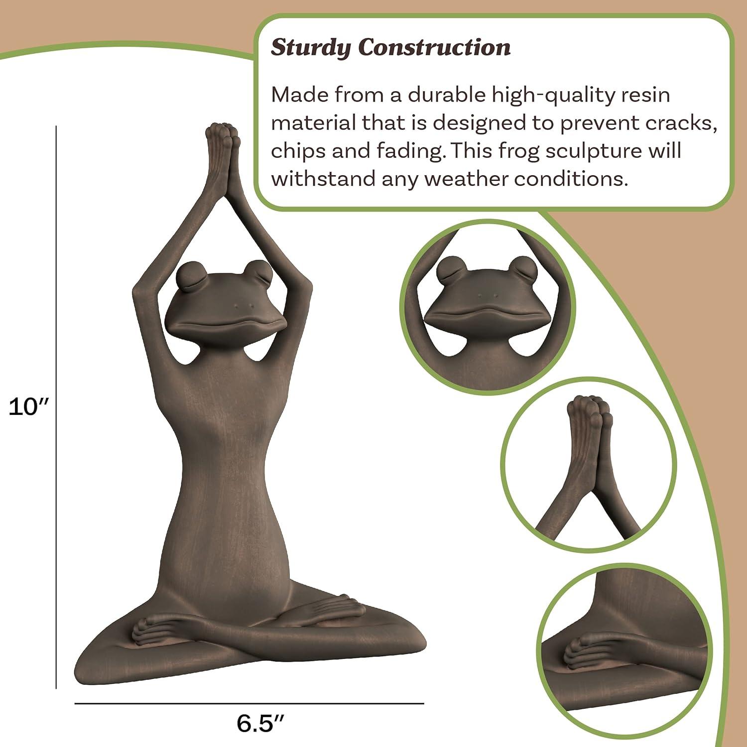 Stretching Frog Statue-Resin Zen Animal Yoga Figurine for Outdoor Lawn & Garden Decor