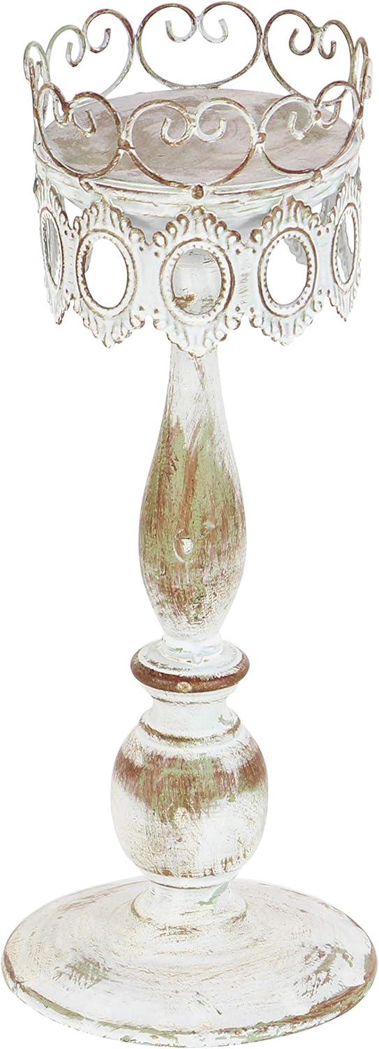 DecMode 2 Candle Beige Metal Candle Holder, Set of 2