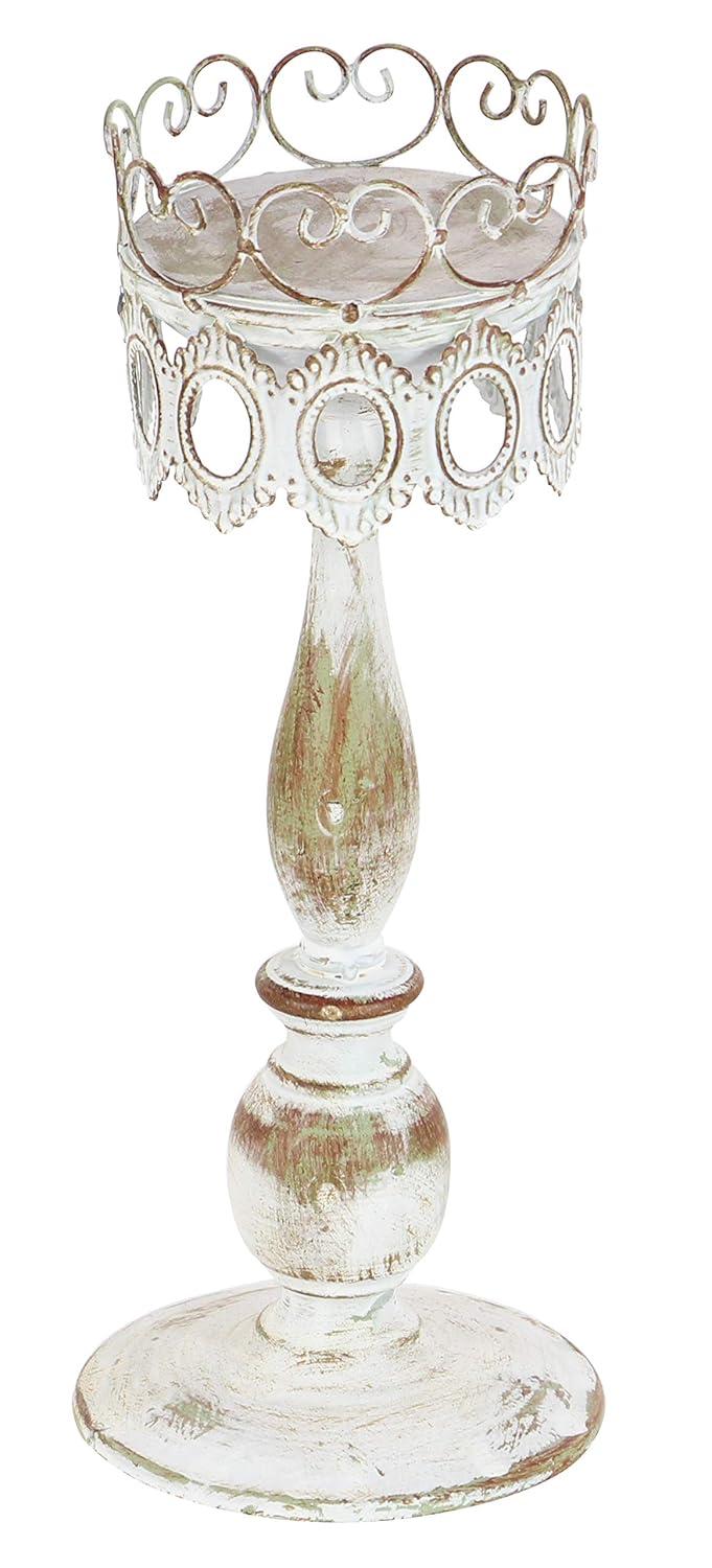 DecMode 2 Candle Beige Metal Candle Holder, Set of 2
