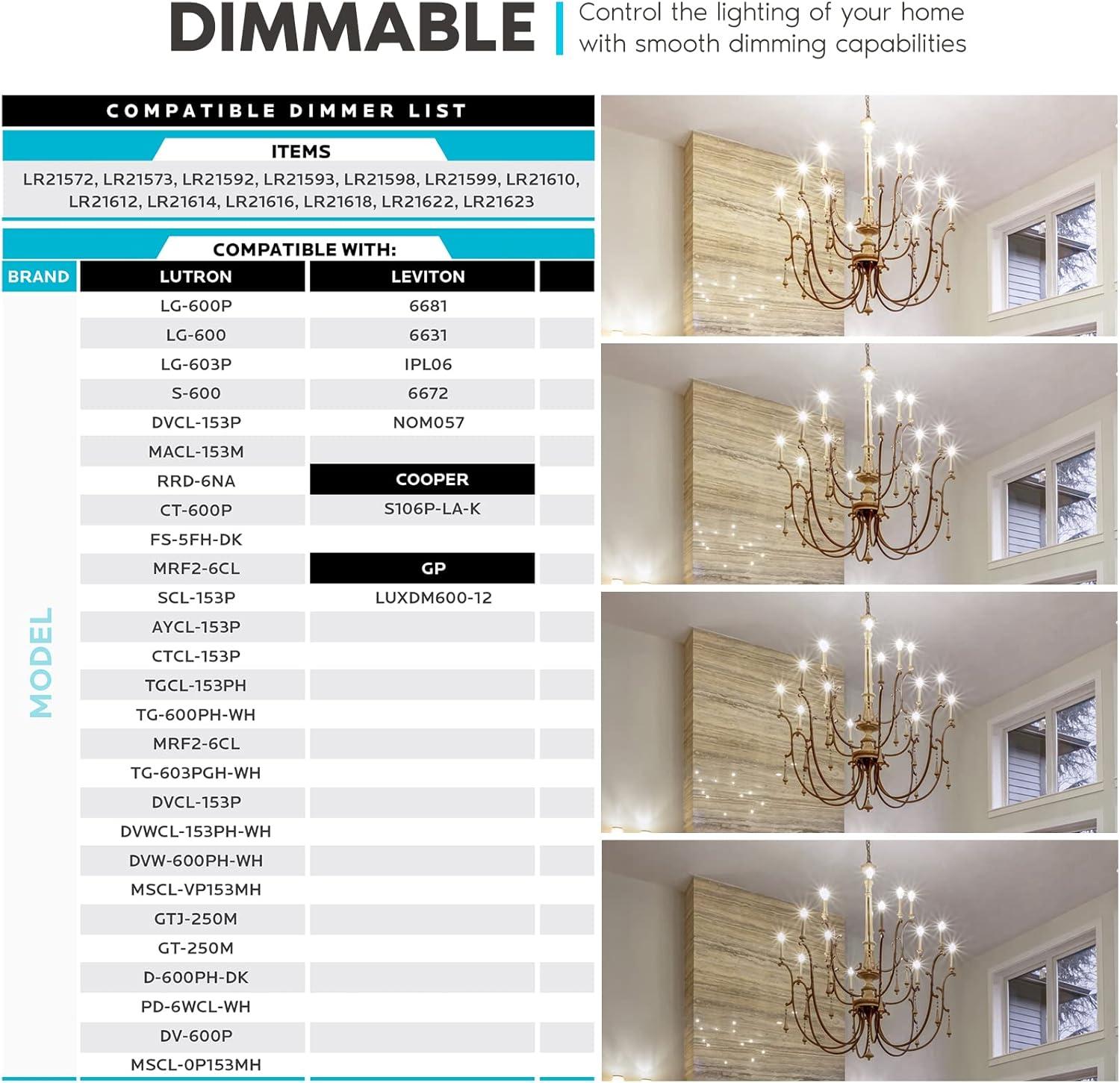 7 Watt (100 Watt Equivalent), B11 LED, Dimmable, Natural White (3500K), E12/Candelabra Base