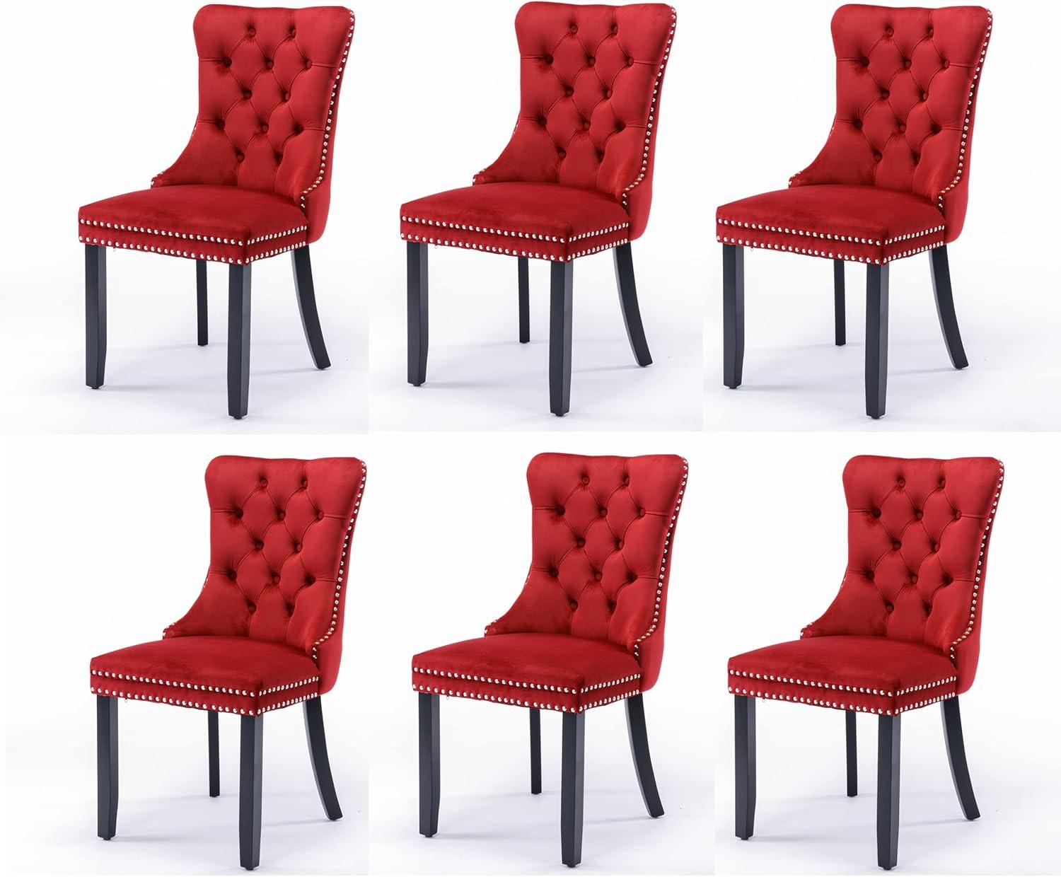 High-end Tufted Velvet Upholstered Nailhead Dining Chair (Set of 6)